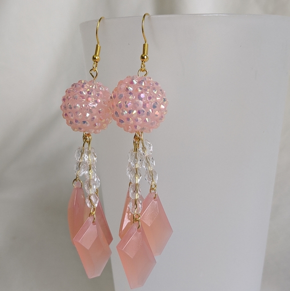 Jewelry - Pink Beaded Dangle Earrings